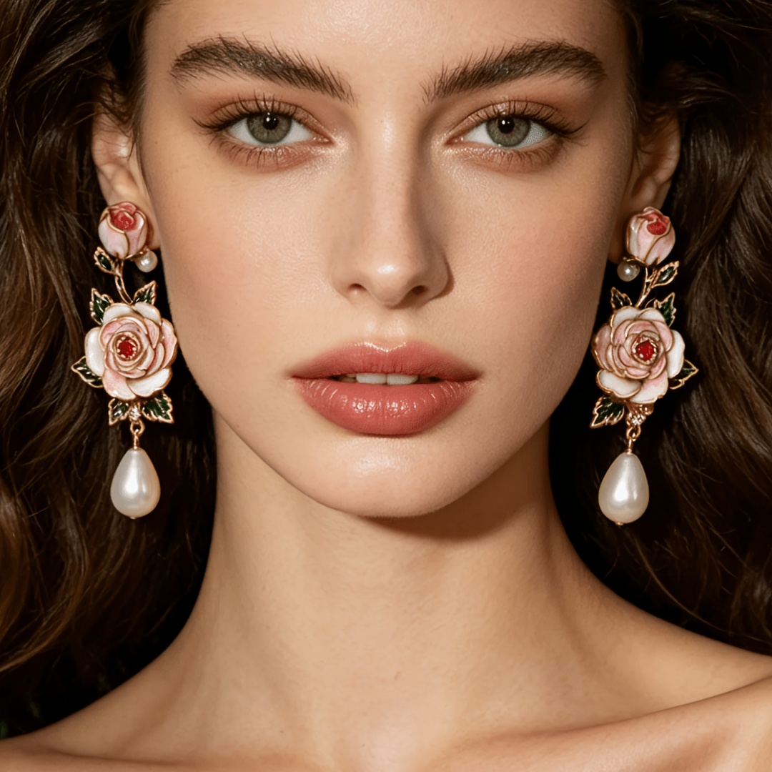 TEMU 1 par de aretes largos de moda de esmalte degradado, elegantes, románticos, lujosos, artísticos, estilo , estilo bohemio, adecuados para uso