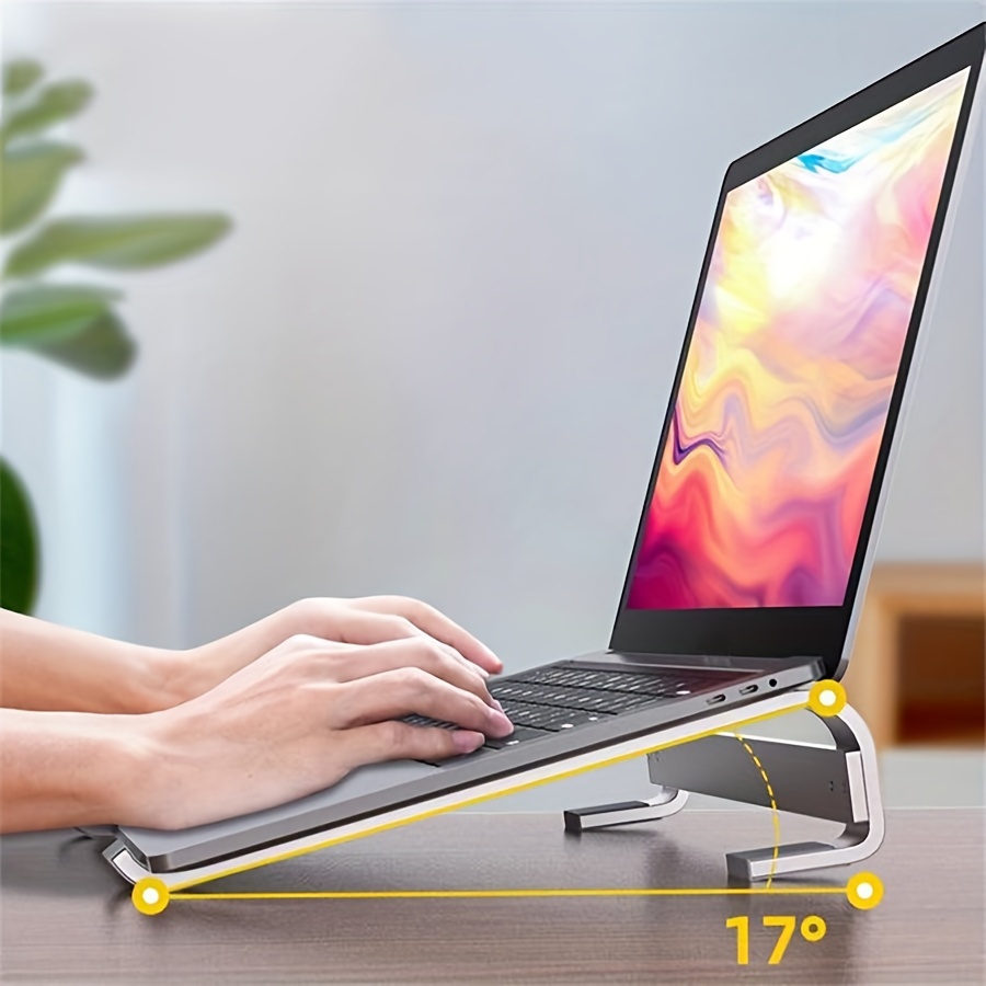 

Aluminum Alloy Laptop Stand, Ergonomic Adjustable Notebook Riser, Ventilated Gaming Computer Holder, Anti-neck Strain, Portable Elevated Desk Mount