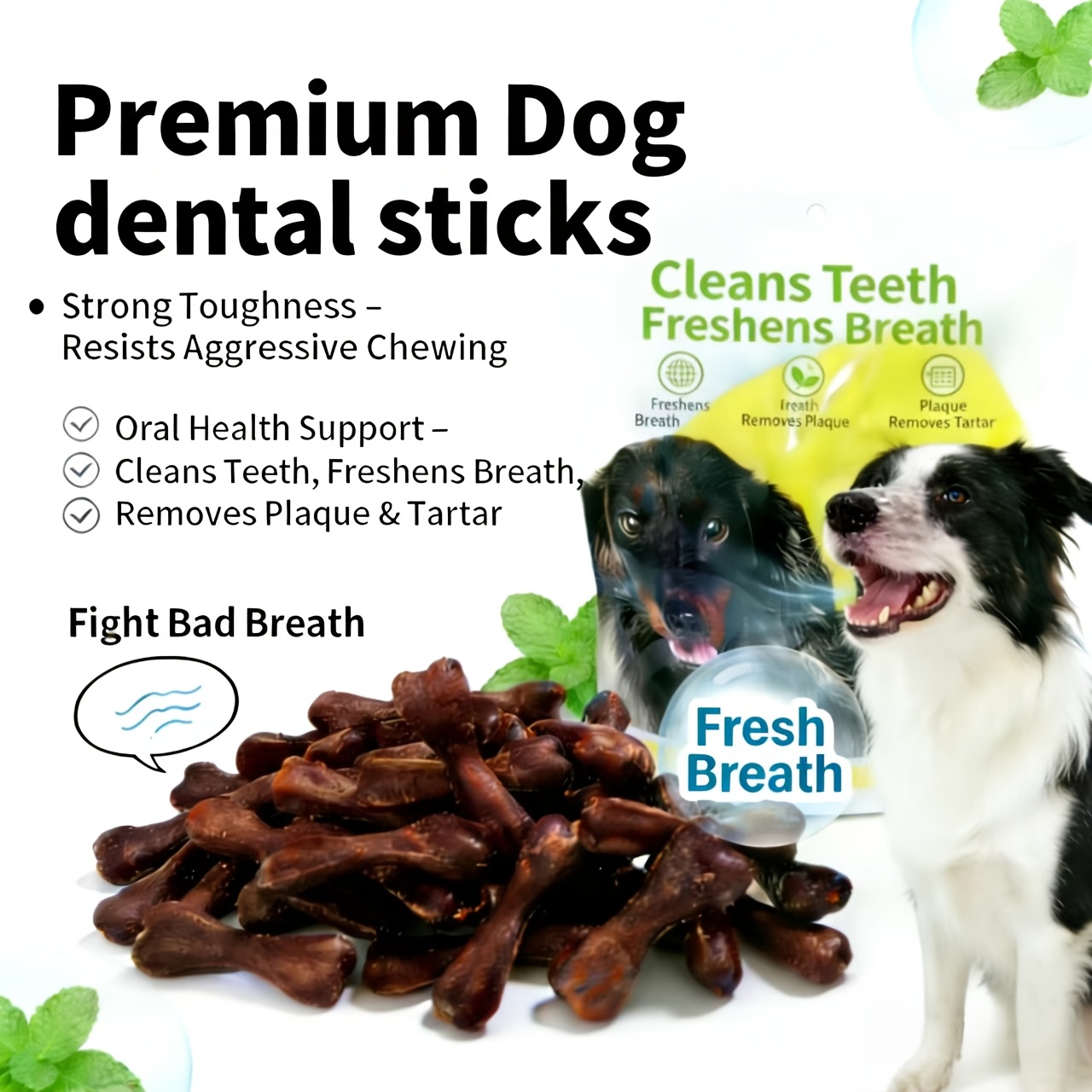 10pcs (10pcs) Pack Dental Chew Stick Toys Suitable for Dogs - Patented Bone-Shaped Teeth Cleaning Chewers, Durable Thermoplastic Chew Sticks Suitable for Small to Medium Dogs, Tartar Removal & Plaque Fighter for Puppy Dental Care
