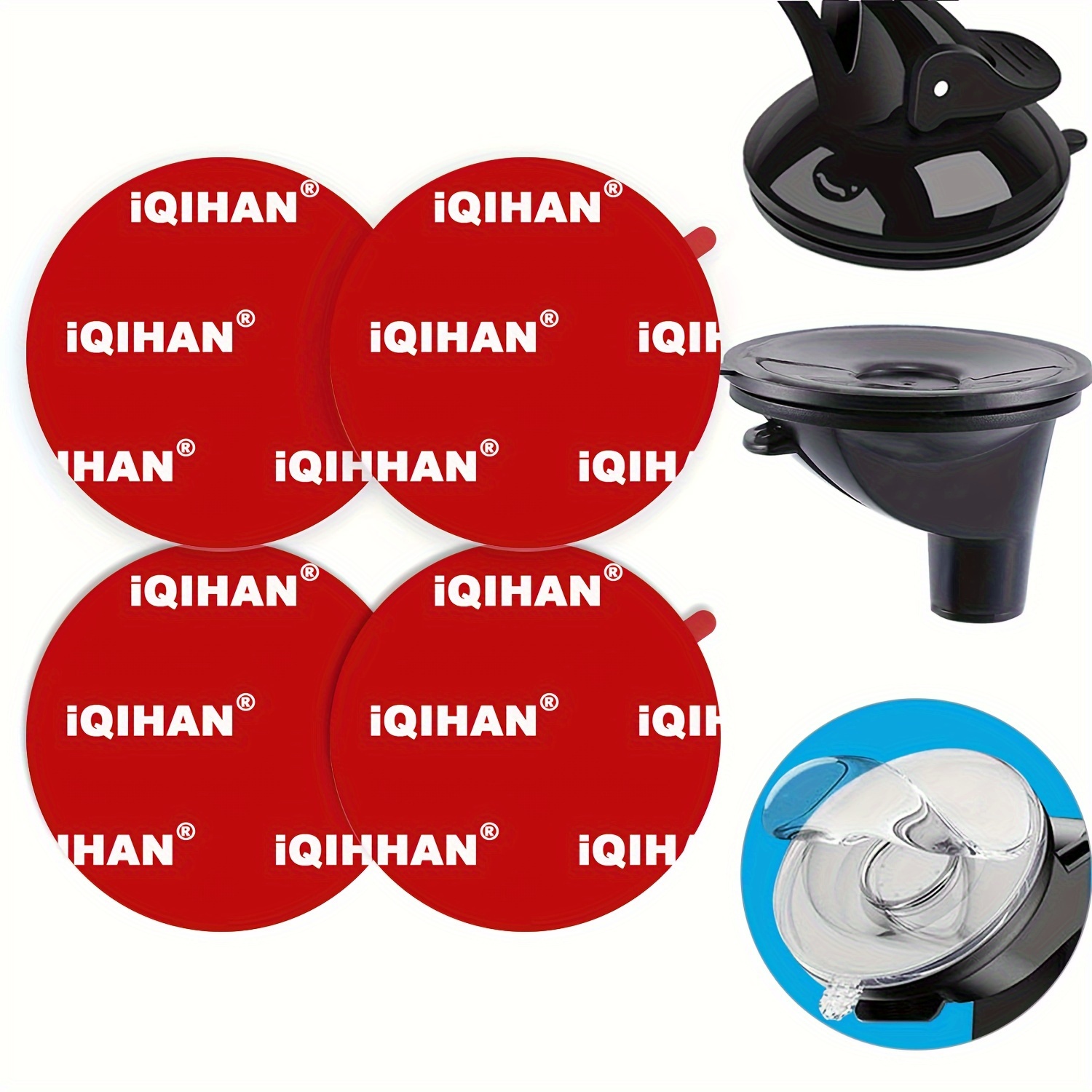 

4pcs 2.48"(63mm) Clear Double- Adhesive For Suction Cup Dashboard Phone Holder & Car , Replacement For Gps ( Or )