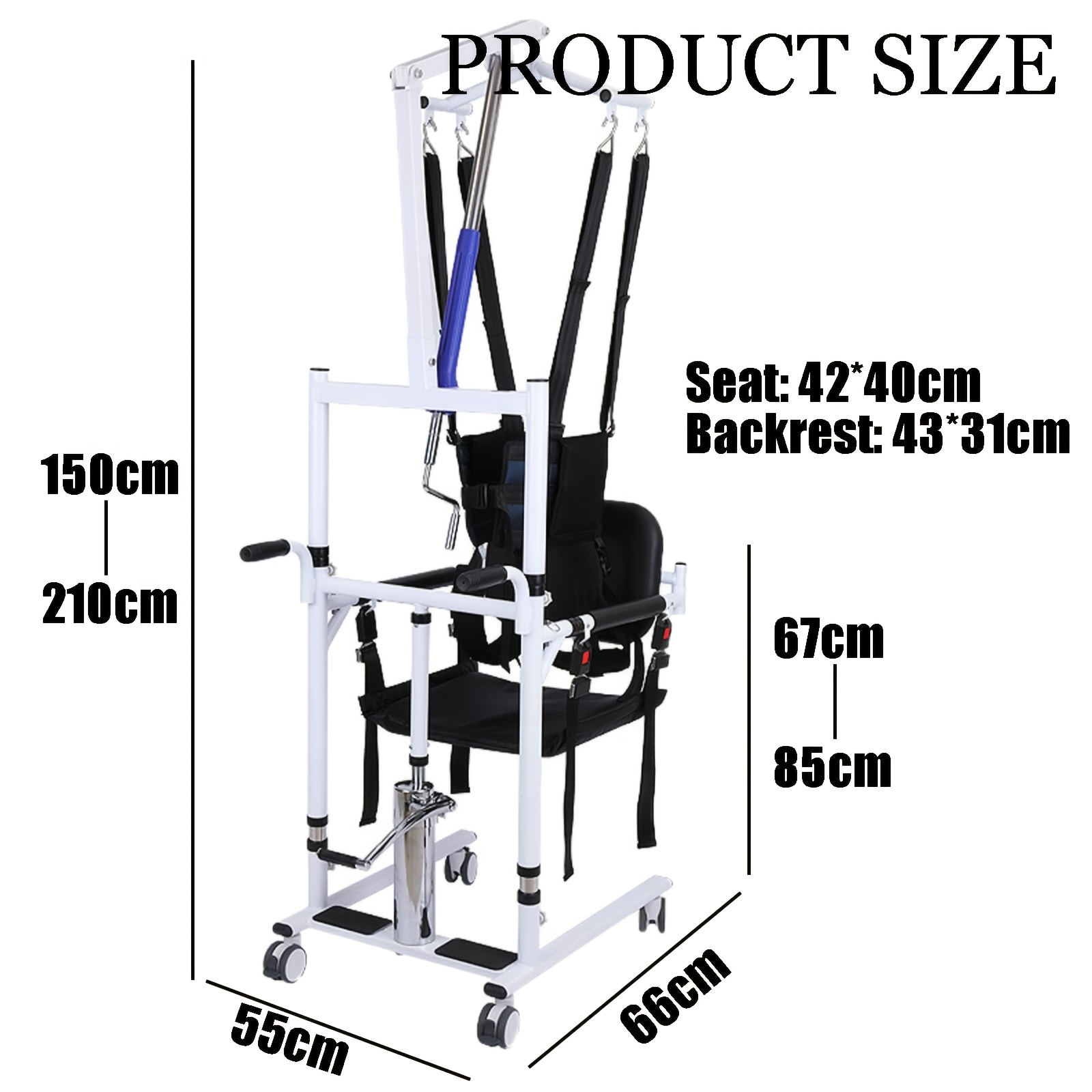 household and automotive lifting mobile equipment adjustable height base width manual operation sturdy backrest to prevent   standing aid and support frame   with seat belts and armrests Product details 5