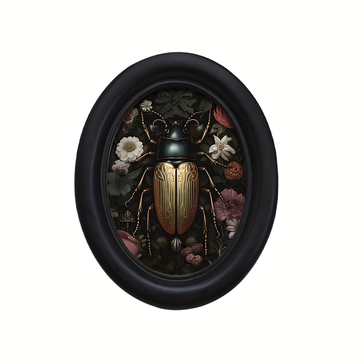 Image of 1pc 1pcs Gothic In Framed Wall - Handmade Wood Oval Photo Frame Suitable For Decor, Theme, Wood Frame - Gothic Wall Decoration For Picture/portrait Display, 2d Flat, Perfect For Room Decor,halloween