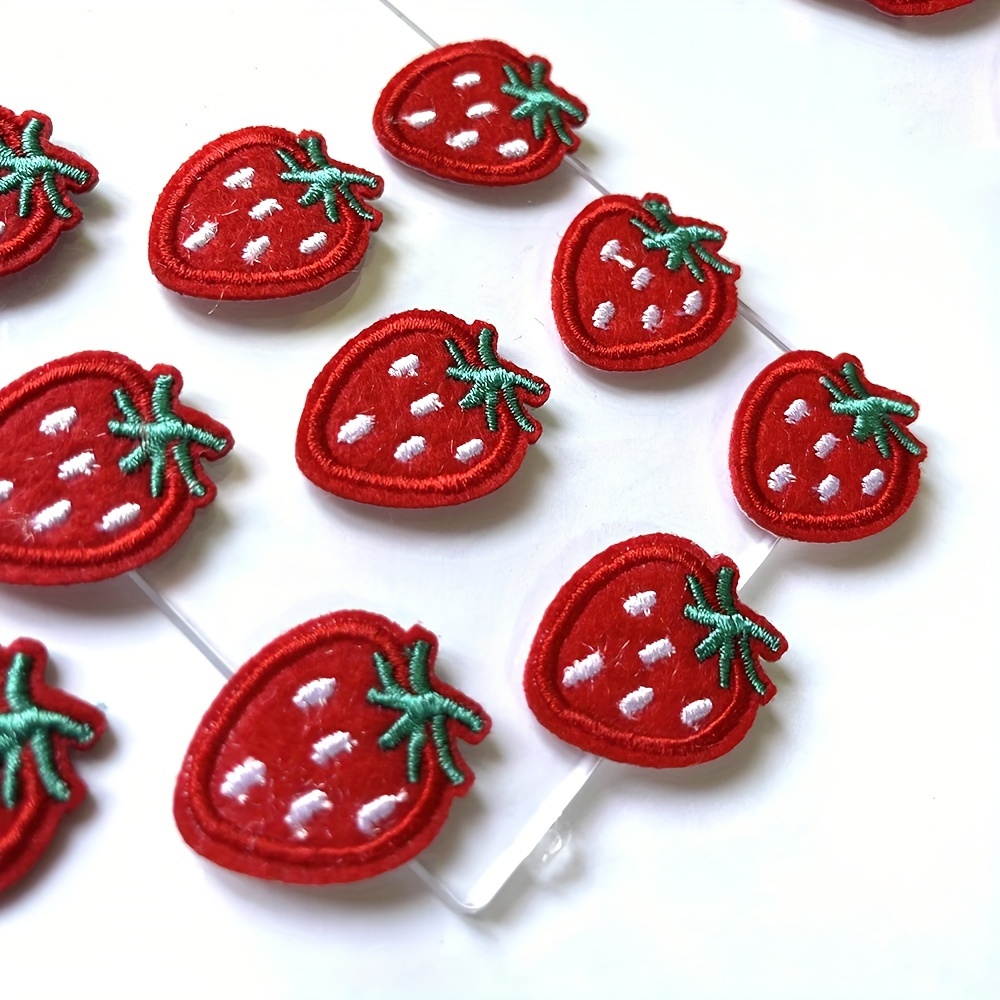 

10-piece Red Strawberry Embroidered Patches, 1.06" X 0.91", Iron-on/sew-on Appliques For Clothing And Accessories Patches Embroidered Embroidery Patches