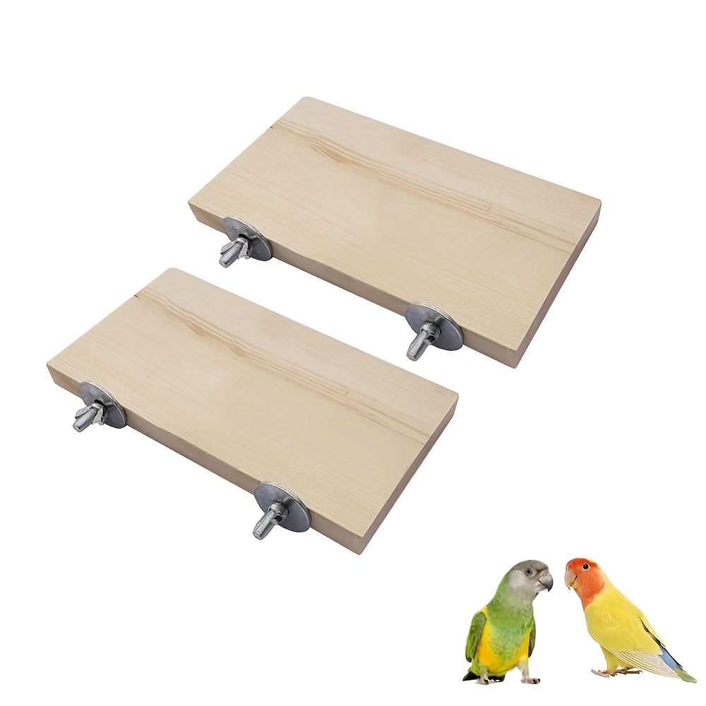 Image of 2pcs Wooden Bird Platform Stand, Flat Climbing Accessories For Small Animals - Ideal For Parakeets, Budgies, , Hamsters, Rats, Mice, And Parrots, Bird Cage Accessories