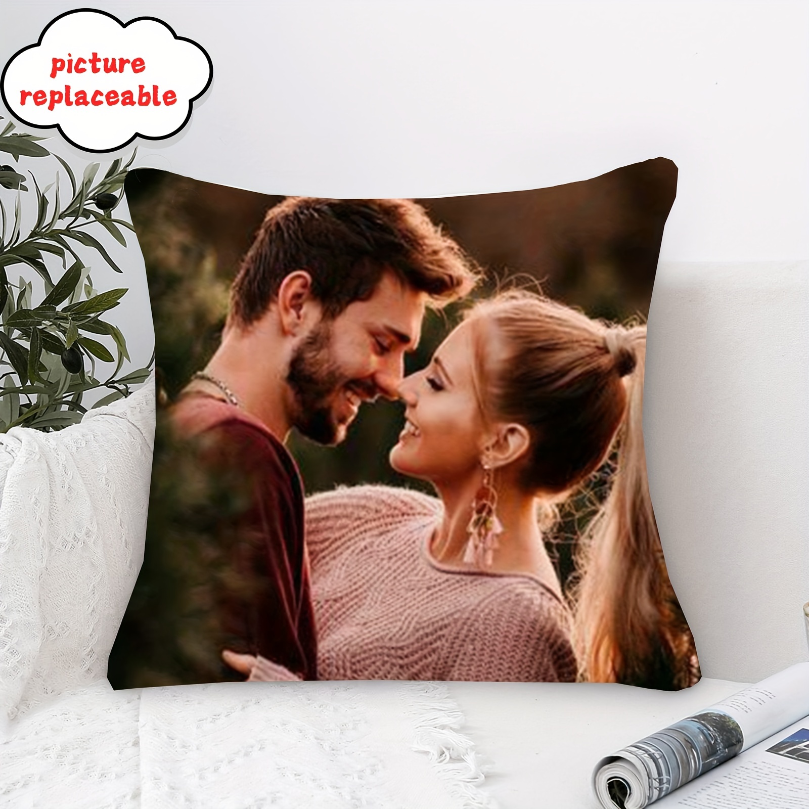 

1pc Custom Short Plush Single Side Print Fall Engagement Photos That Are Just The Cutest Cushion Is Not Included 18x18 Inch