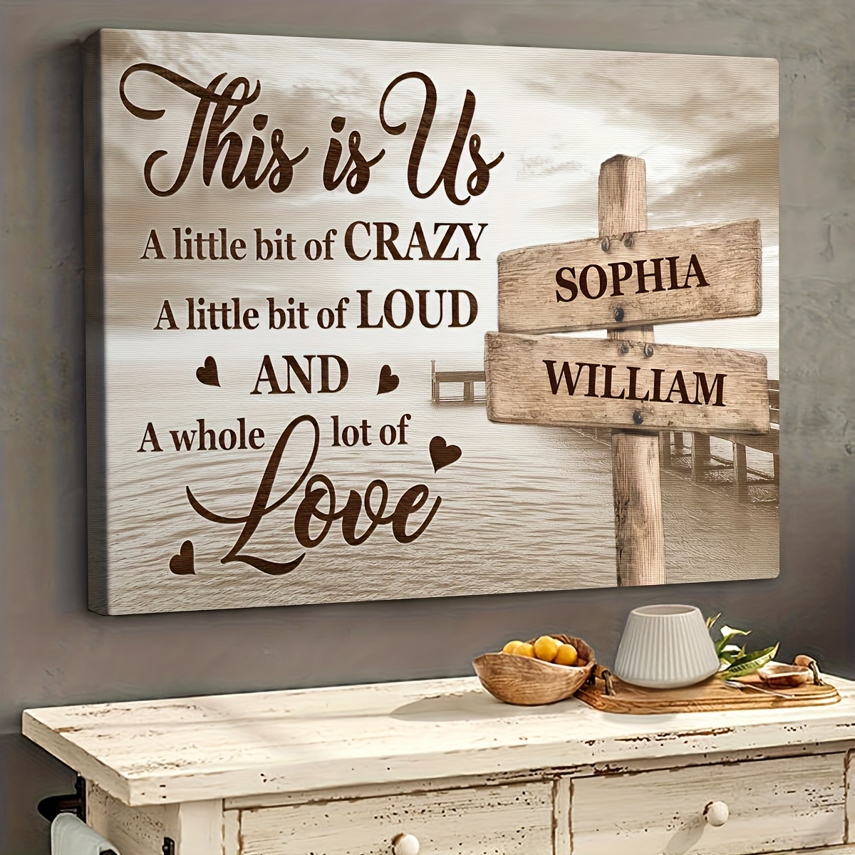 TEMU 2d Flat, 2d Flat, 2d Flat Unframed, This Is Our "personalized Canvas Wall Art - Customizable Family Name, Quote, Frameless Logo Design - Ideal