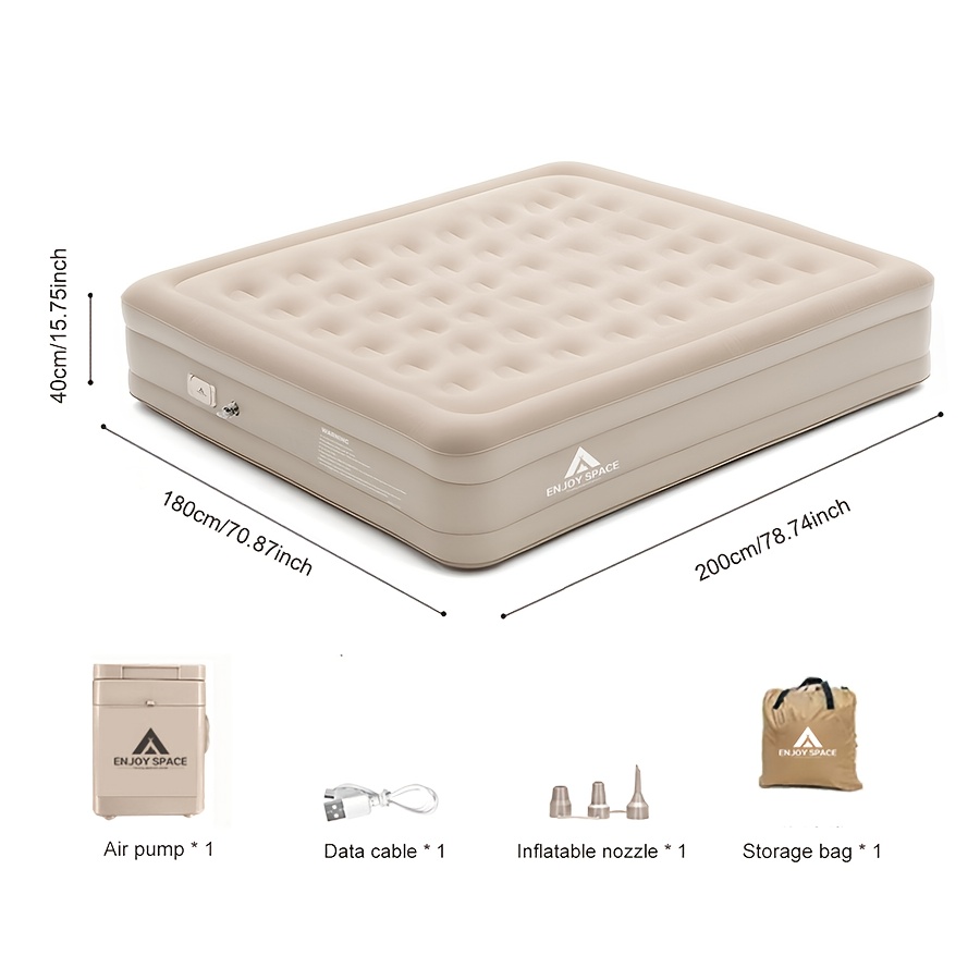 TEMU 1pc Outdoor Inflatable Bed Sleeping Pad, Camping Tent Automatic Air Mattress For Home Use, Home Guest Bed, Outdoor Sleeping Pad, Easy Setup, ,