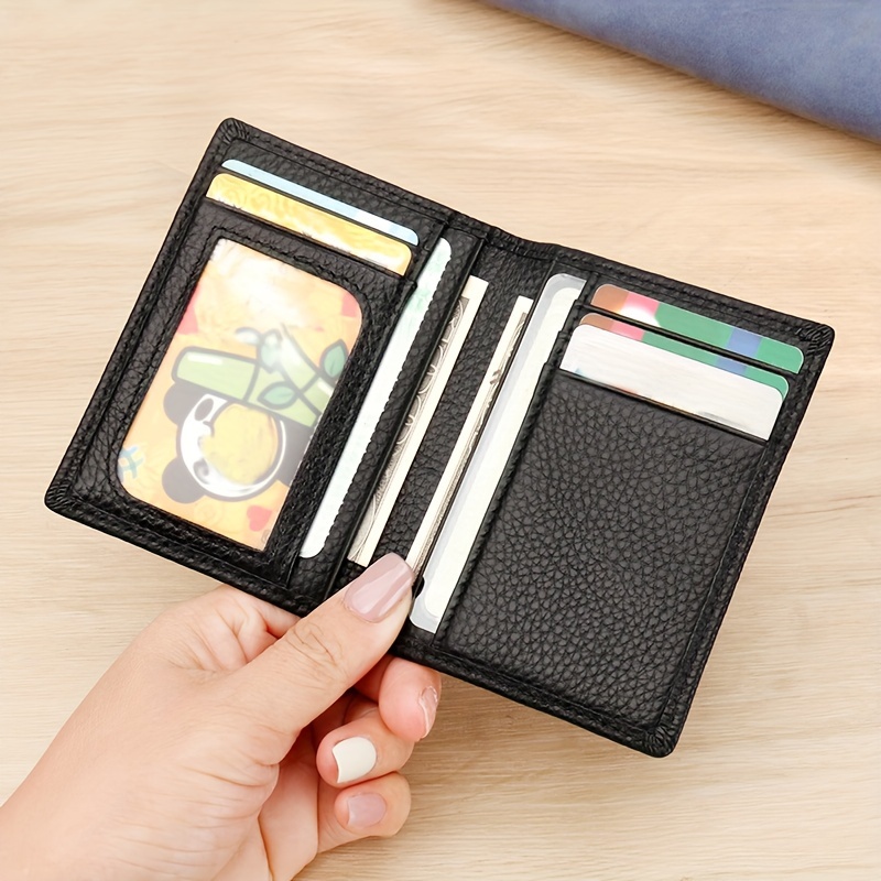 

1pc Men's Credit Card Holder, Rfid Blocking Top Layer Cowhide, With Photo Slot Card Holder