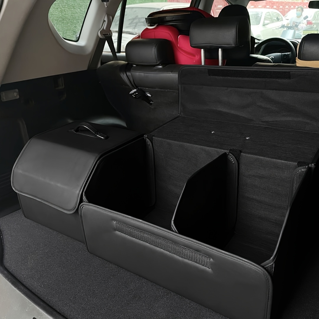 1pc Matte Black Faux Leather Car Storage Box Storage Bag Multi-Functional Folding Storage Box Portable Storage Box Car Trunk Storage Wear Resistant And Durable Available for All Models