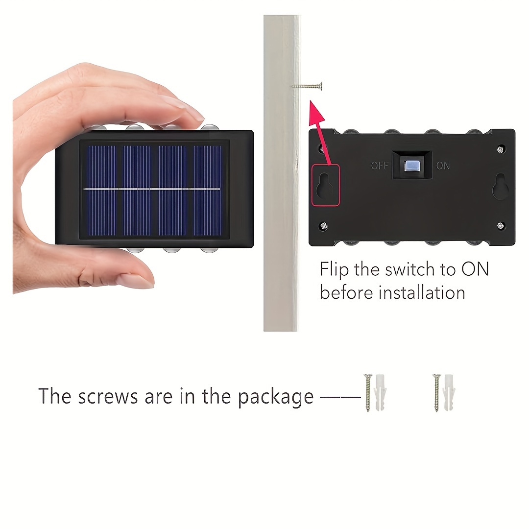 Solar-Powered Outdoor Courtyard Lamp, 10 LED Bead Wall-Mounted Decorative Fence Wash Wall Illumination, Up and Down Illumination, IP44, Suitable for Exterior Walls, Full-Brightness Use, Energy-Efficient LED Lighting | Modern Pendant Light | Acrylic LED Lights, Outdoor Lights for Patio