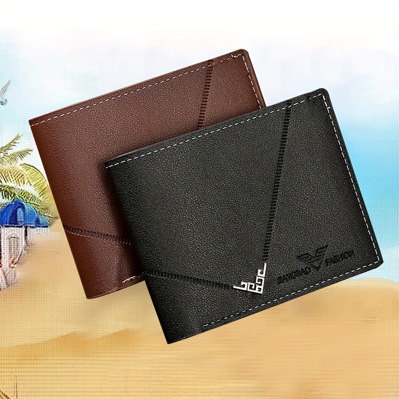 

Men's Casual Pu Leather Wallet With Large Capacity, Credit Card Holder With Multiple Card Slots