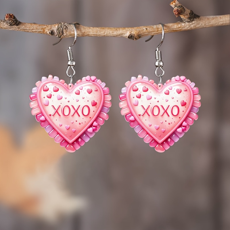 

Valentine's Day Pink 2d Acrylic Earrings - Perfect Gift For Women, Friends, , Ideal For Celebrations And Parties, Jewelry