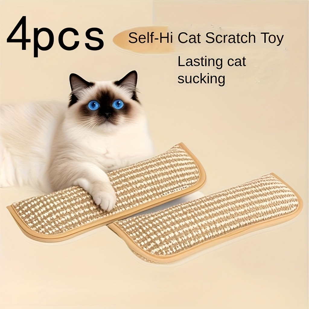 Sisal Cat Scratching Pad, Durable And Shed-free With Built-in Grass, 4-season Claw Sharpener Toy For Cats, Teaser Stick Replacement & Self-entertainment Mat