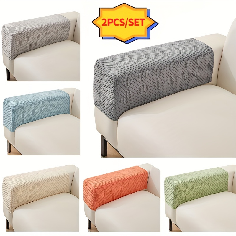 

2pcs Stretch Sofa Armrest Covers In Assorted Colors - Easy-to-apply, Non-slip & , Furniture Protector, Machine Washable, Fits All Sofa Sizes From Single To Four-seater - Modern Jacquard Design