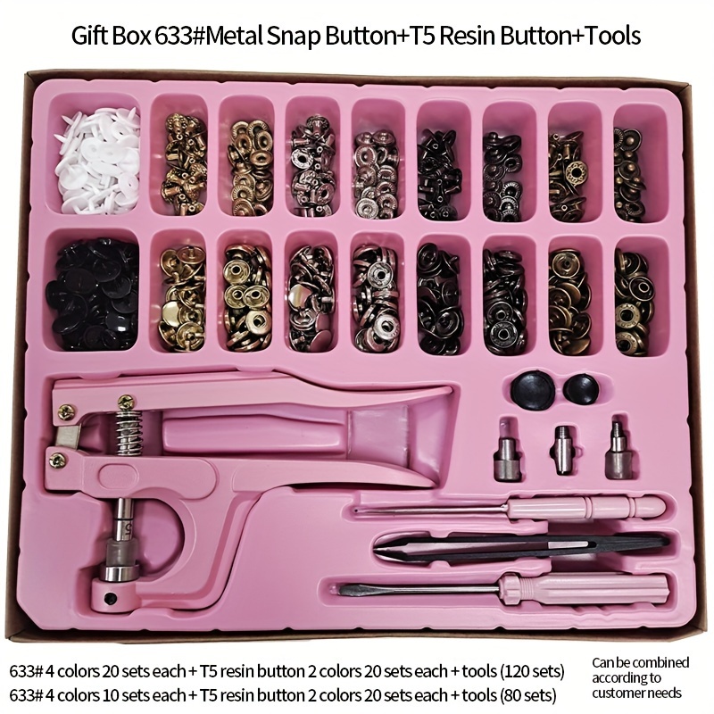 

80 boutons-pression en métal en 4 couleurs (assortiment aléatoire) - Kit de couture pour l'artisanat et les vêtements