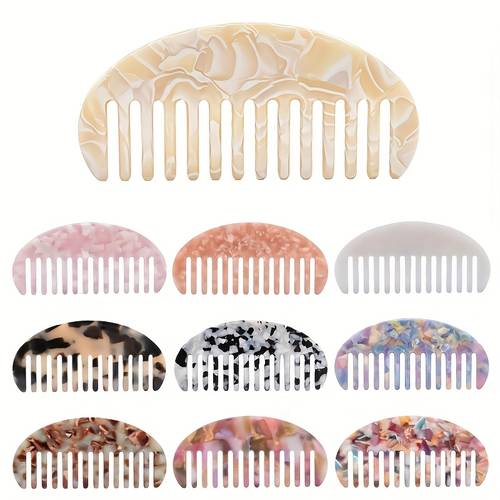 a portable and stylish half round comb made of material with a marble pattern designed to be anti static perfect as a holiday gift