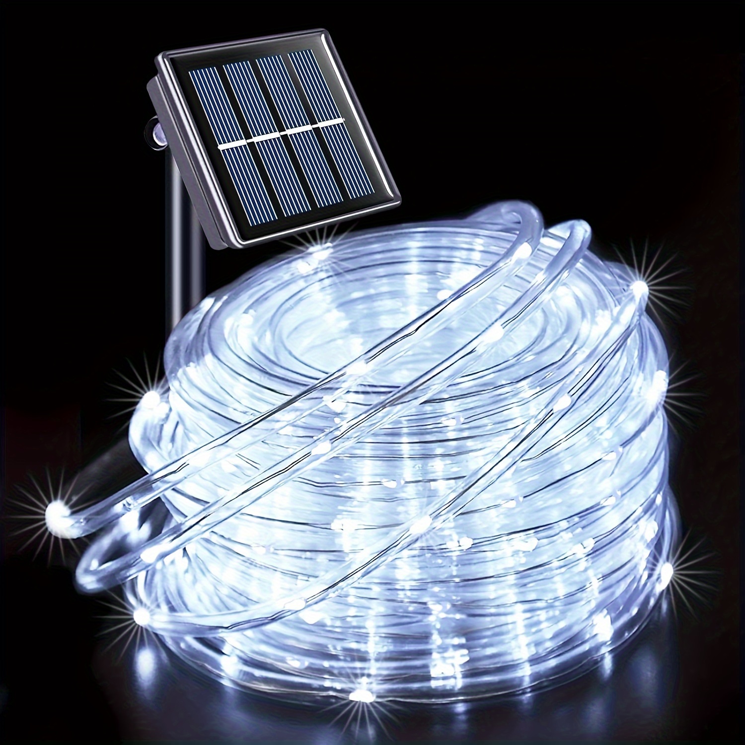 

1pc 72ft 200led Solar Rope Light, Light String Transparent Pvc Pipe Fairy Light, 8 Modes Of Trampoline Light Suitable For Wedding Ip65 Waterproof