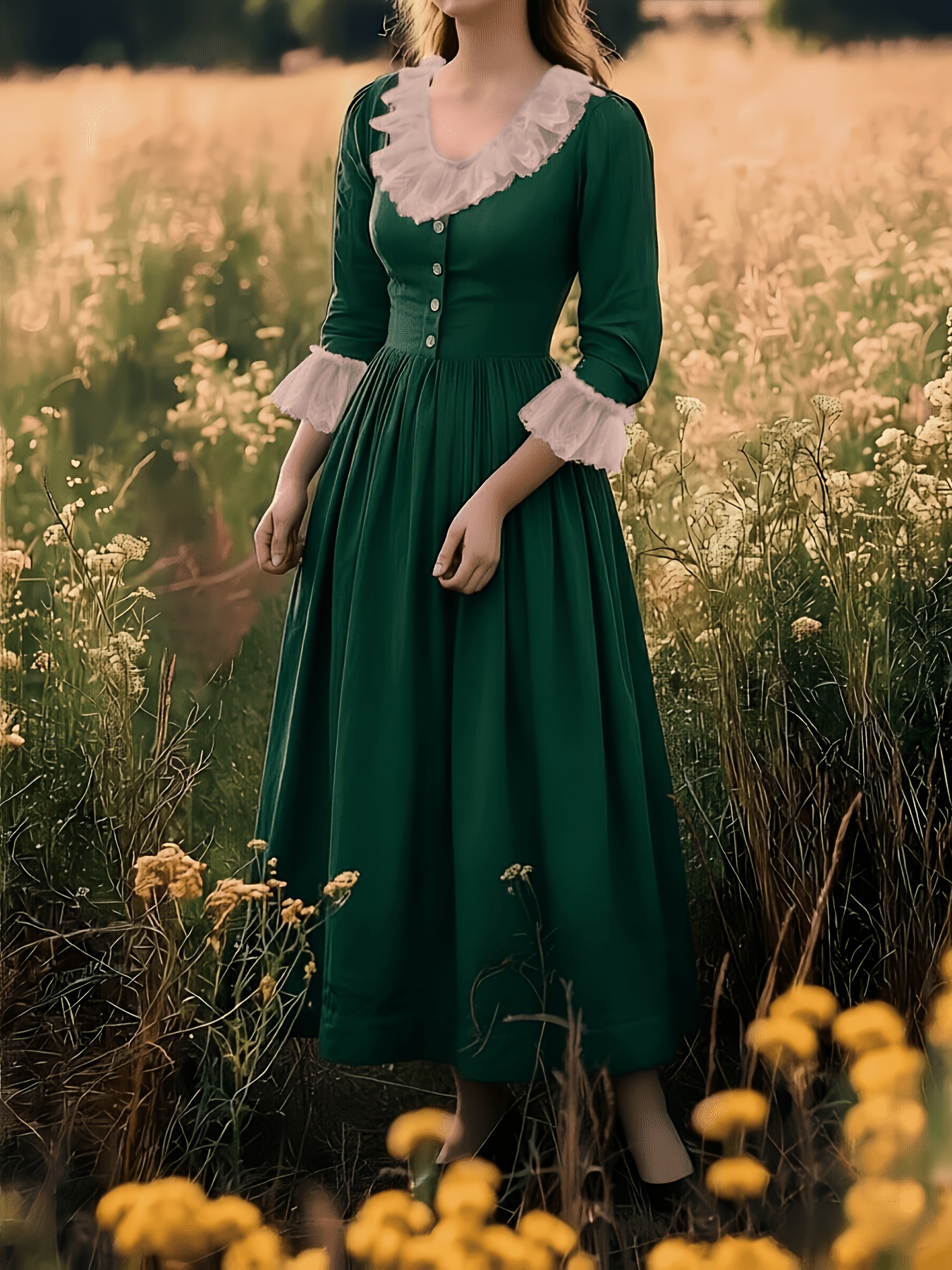 wedding rehearsal dinner dress bridesmaid Vintage Style Tea Length Wedding Dress with Short Sleeves main image 1