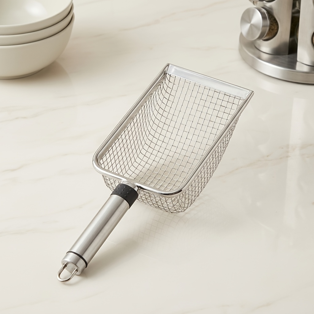 TEMU Pelle à Litière pour Chat en Acier Inoxydable à Long Manche avec Grille Fine pour une Filtration Rapide de la Litière Tamisée. de à Nettoie les