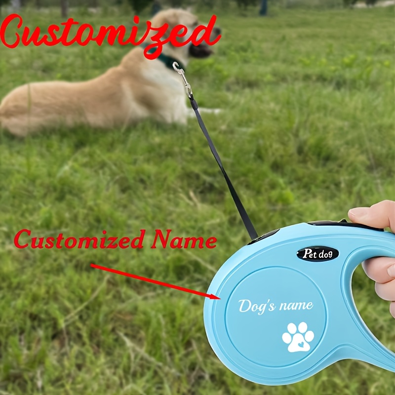 Personalized Paw Print Pattern Automatic Retractable Leash, 3m Length