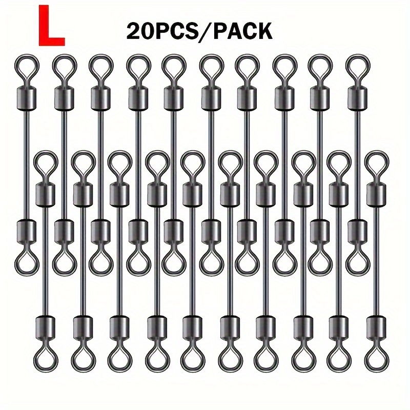 Image of 20pcs Stainless Steel Fishing Swivels /m/l Sizes - Double-headed Line Connectors With Smooth Rotation, Ideal For Fishing Techniques
