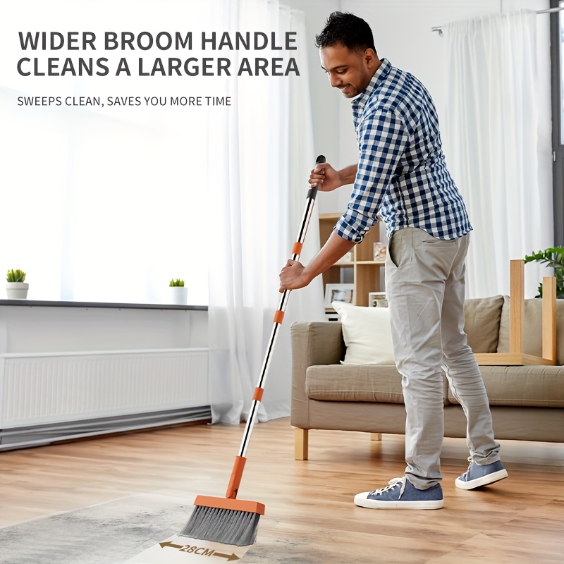 2 in 1 broom and dustpan set with long handle heavy duty stainless steel   for home     mall supermarket cleaning durable hard floor carpet cleaning supplies broom for home dorm room essentials   tool sturdy construction   janitorial staff       materials janitorial staff Product details 3