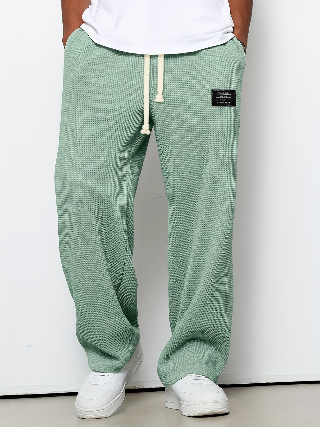 Fall Men Fashion Brands Loose Drooping Straight Sweatpants, Wide Leg Exercise Casual Pants