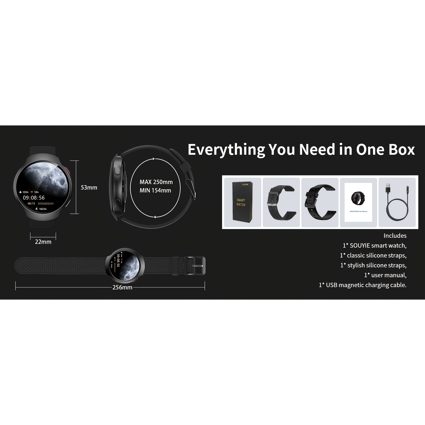 Montre Connectée 2026 avec Chat AI Extérieur et Système de Positionnement GPS, Montre Intelligente pour Femmes et Hommes, Écran AMOLED Courbé de 1,43 Pouces, Montre Sportive, 150+ Modes Sportifs, Appels Sans Fil, Suivi du Sommeil, Double Bracelet en Silicone, Batterie Haute Efficacité 390mAh pour 7