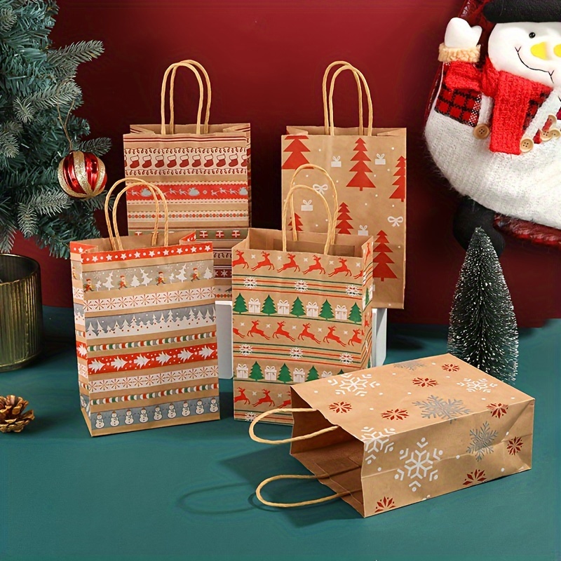 

10/15/20pcs Christmas Gift Bags, Large Paper Gift Bags Paper Bags With Handles, Bulk Shopping Bags For Boutiques, Grocery Stores, Parties, Gift Bags, Merchandise Bags