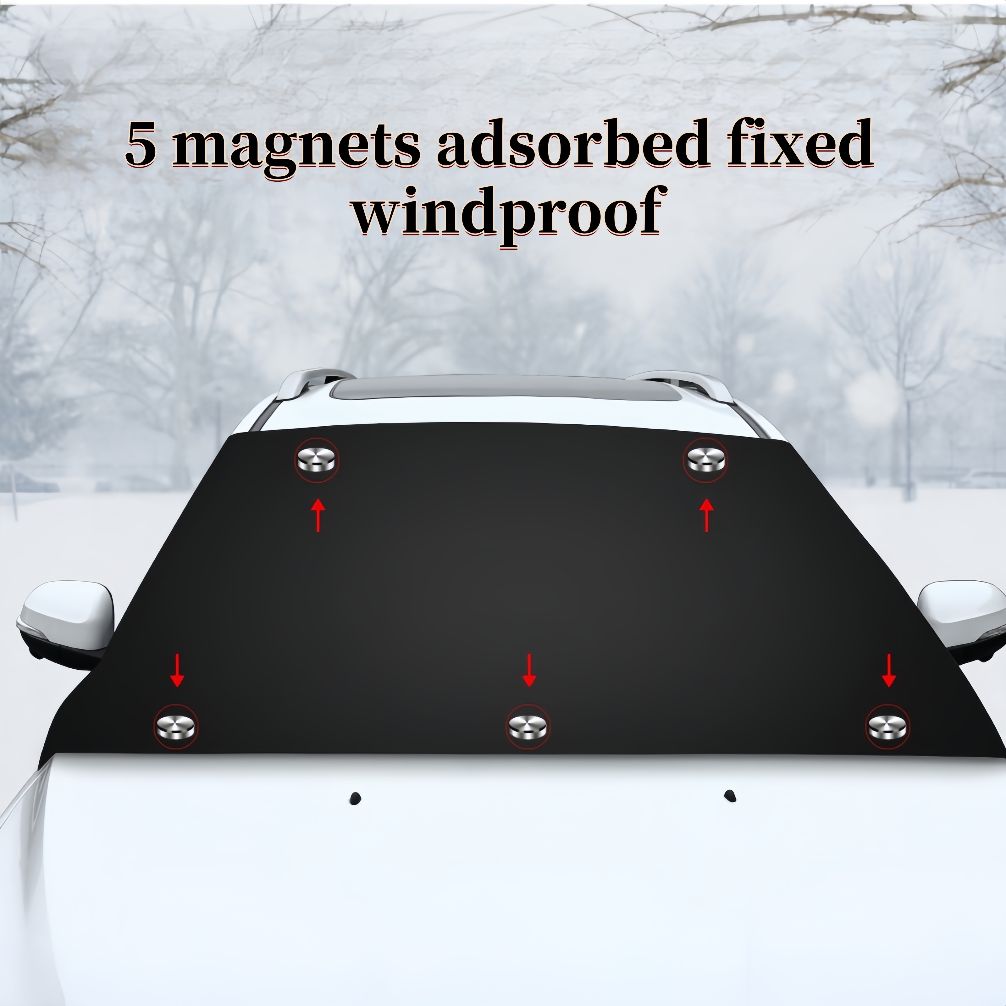 

1pc Universal Magnetic Car Windshield Sunshade - Silver Coated, Roll-up Front Window With 5 Magnets, , Anti-frost , Suitable For Mini To Suv Models