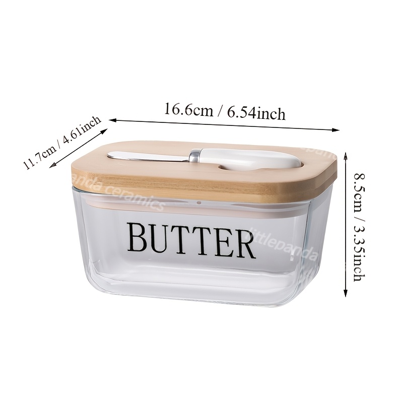 TEMU Upgraded The Capacity To Holds 1lb Of Butter, Butter Keeper With Knife For Countertop And -quality Silicone Seal, Kitchen Decor And Gifts, Glass
