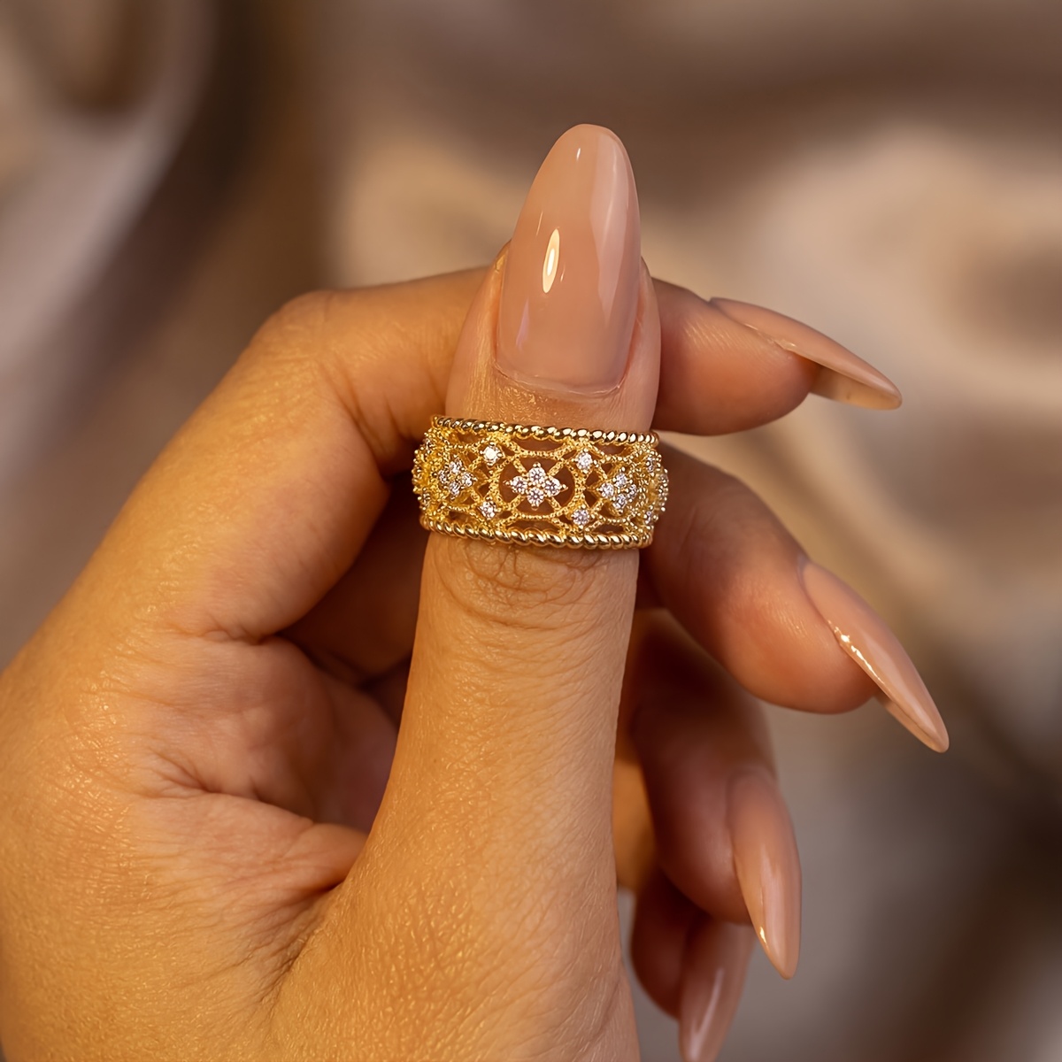 Minimalist Woven Openwork Women's Ring, Elegant Accessory