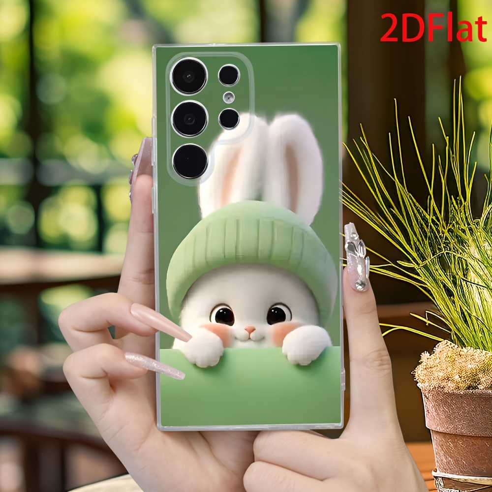 TEMU Phone Case: 2d Flat Stylish Creative Cute Rabbit Pattern Trendy Transparent Drop-proof Phone Case For And Galaxy A56/s23/s23 Plus/s23 Ultra/s23