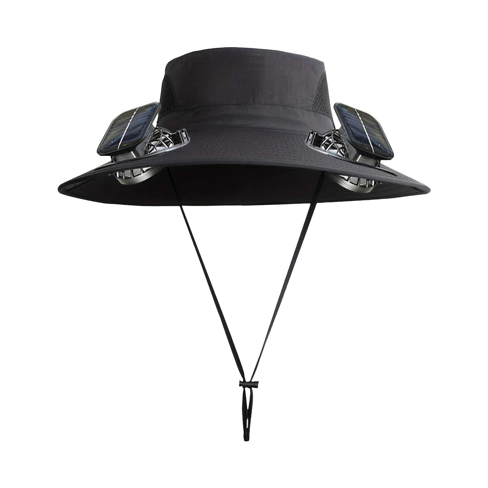 mens solar powered   adjustable fan outdoor fishing hat wide brim sun hat with usb rechargeable cooling fan breathable mesh adjustable strap uv protection for camping hiking beach hiking essentials durable textile material