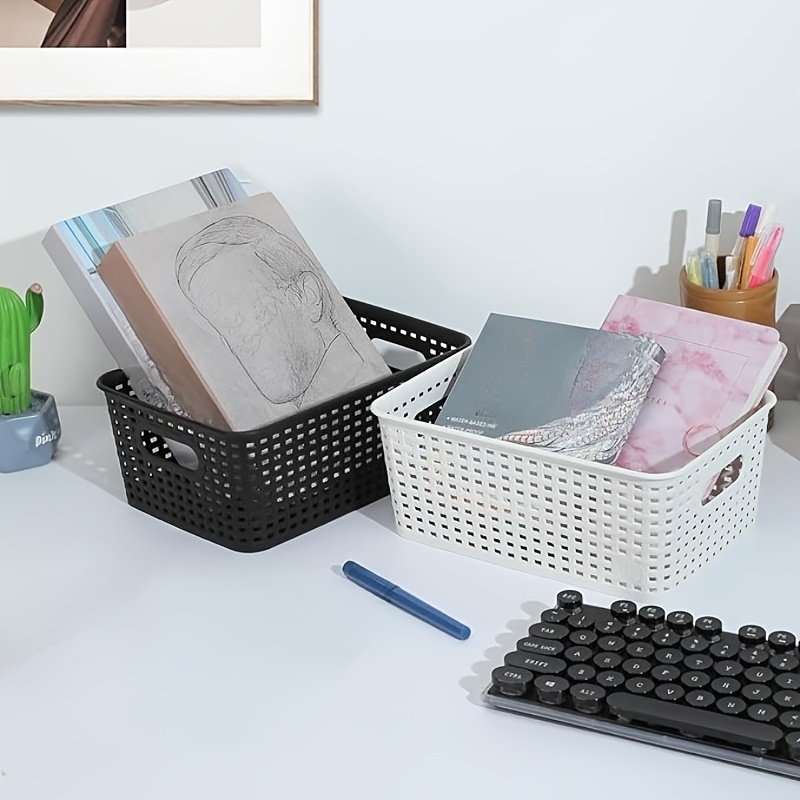 6pcs Stackable Storage Box with Lid Plastic Storage Basket