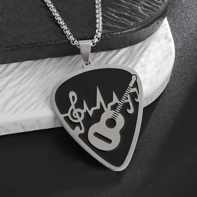 

Hot Selling 3-piece Set Of Fashionable And Creative Music Lovers Guitar Pick Scale Frequency Pendant For Women And Men Music Concert Hip-hop Rock Necklace Accessories