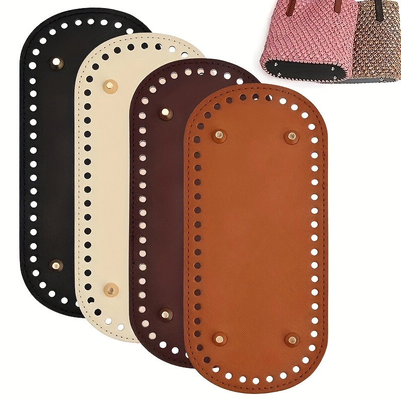 

1 Piece Pu Leather Oval Bag Bottom With Pre-punched Holes For Diy Hand-woven Basket Crafting Accessory