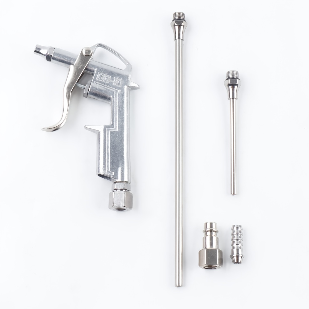 TEMU Aluminum Alloy Dust Blowing Gun With 2 Alloy Extensions, Air Blow Gun, Adjustable Dust Blowing Gun, Dust Removal Cleaning Tool, Pneumatic Air