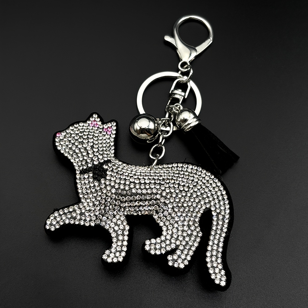 TEMU 【レディース＆メンズ】可愛い猫 キーホルダー 白 シャイン ル ブラック タッセル ラグドール 女性 バッグ ファッション キーリング
