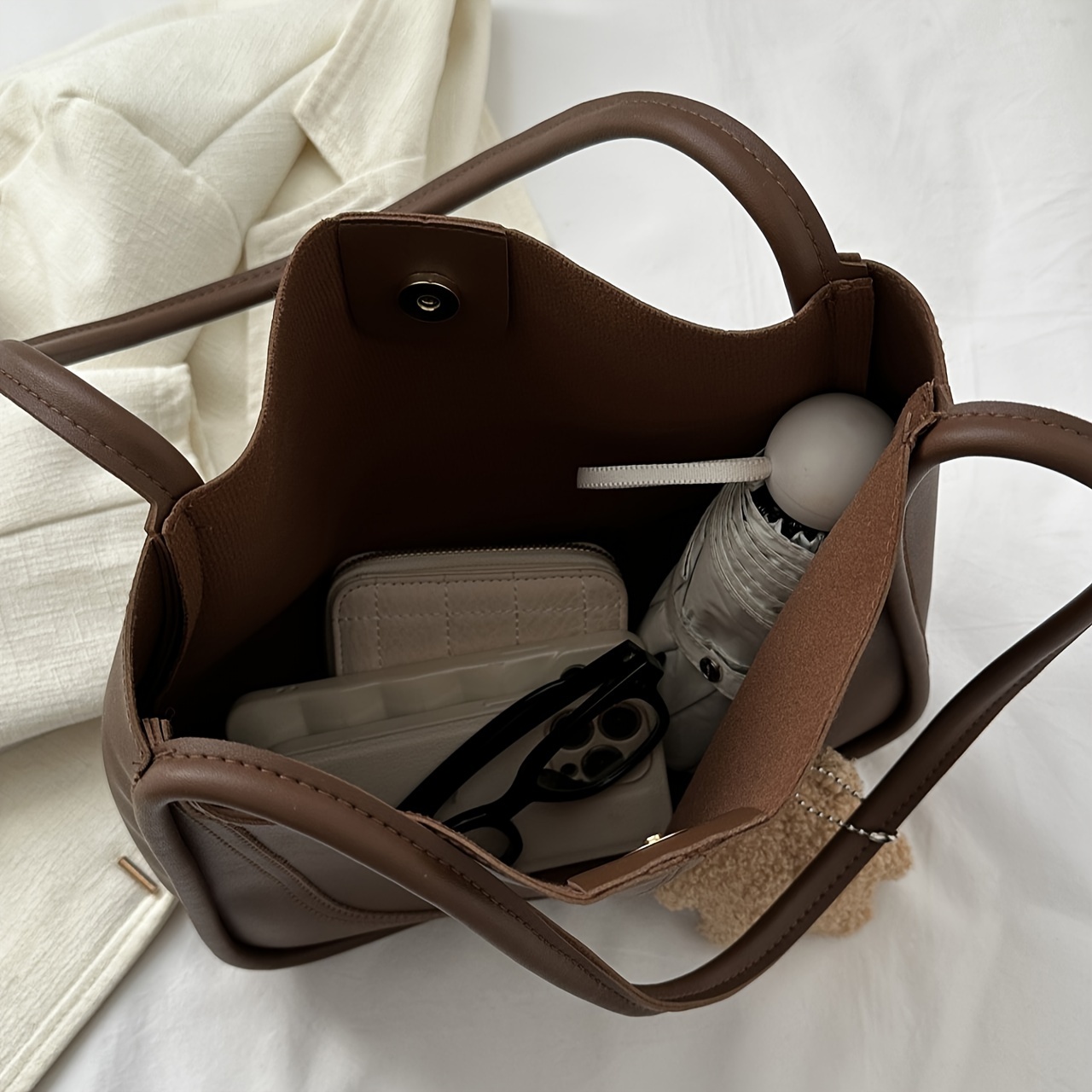 Best Designer Minimal Designer Bags Top-Handle Bag, Solid Brown