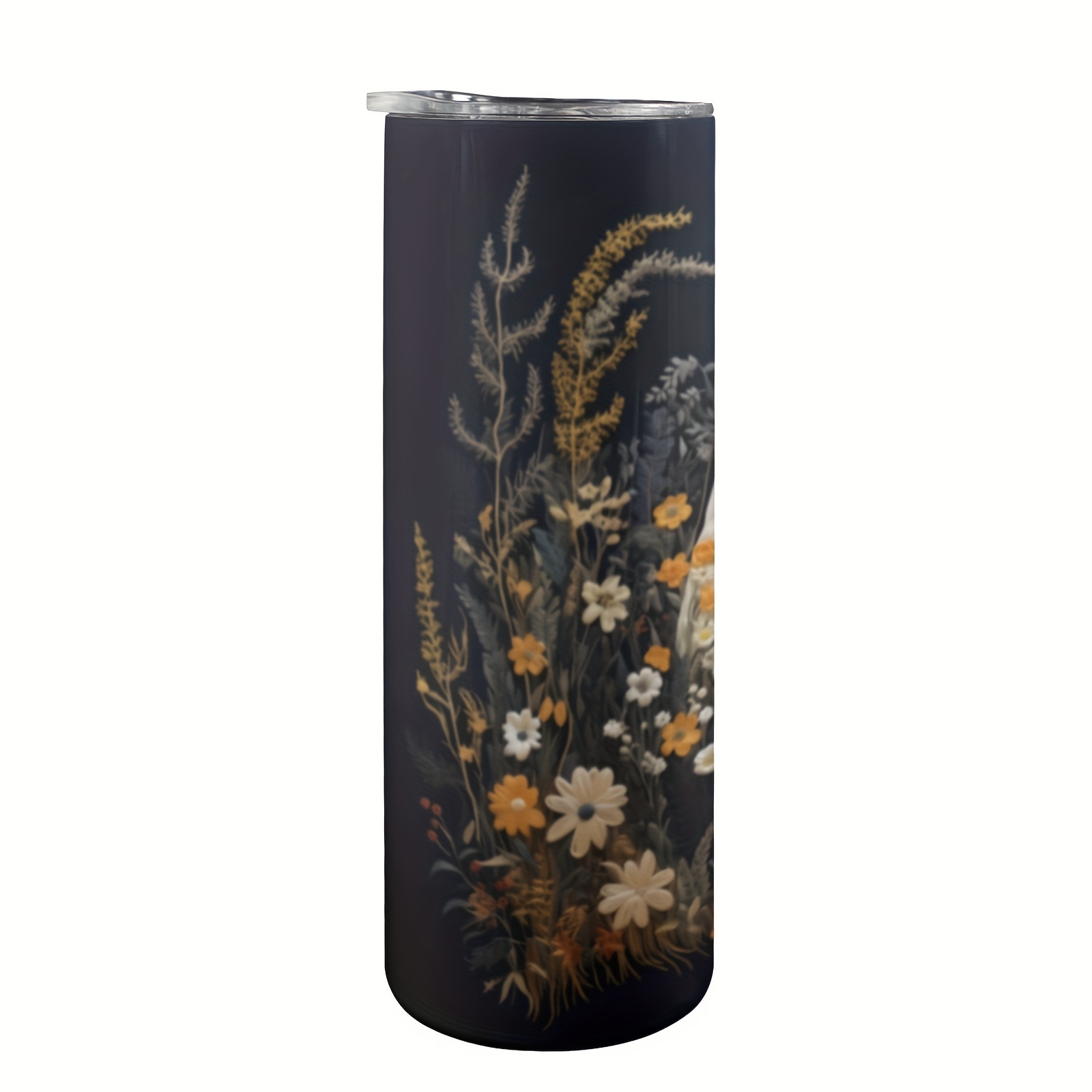 TEMU Ghost Tumbler With Lid And Straw: 20oz Stainless Steel Insulated Water Bottle, Perfect For Summer And Winter Drinks, Outdoor Travel, And Everyday Use