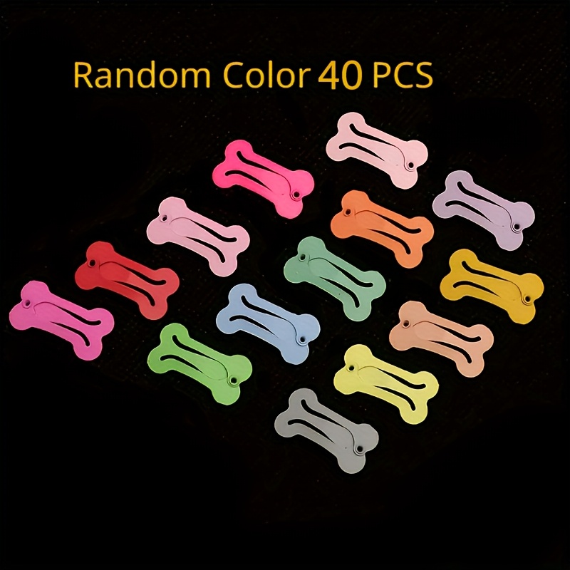 TEMU 40 Random Color Cute Dog Hair Clips, Colorful Bone-shaped Hair Accessories, Suitable For Small Dogs, Pet Grooming Set