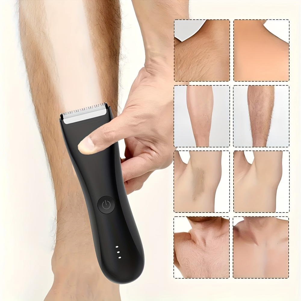 TEMU Electric Body Hair Trimmer - Men's Ball Trimmer With Led Light, Wet/dry Portable Grooming Device, Electric Razor, Shaver, Usb-c Charging, Groin