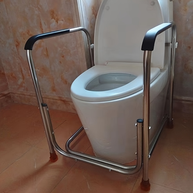 stainless steel toilet safety frame with armrest no drill heavy duty bathroom support for elderly disabled fit details 0