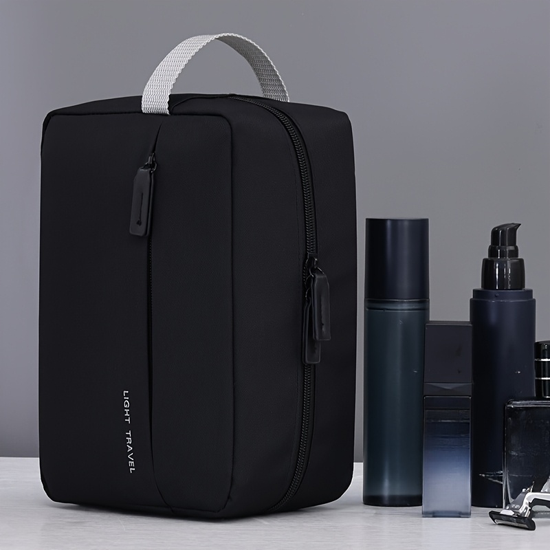 TEMU 1pc Men's Large Capacity Oxford Cloth Solid Bag, Portable Cosmetics Storage Bag, Outdoor Travel Multifunctional Storage Bag, Black And Navy Blue