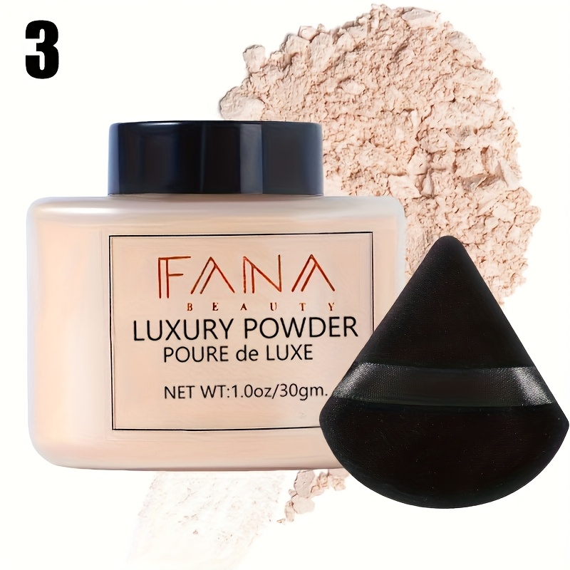 Luxury Loose Powder With Triangle Beauty Sponge Makeup Set, Oil Control, Lightweight Concealer, Waterproof Formula, Powder Foundation Makeup, Buildable Coverage, Shine