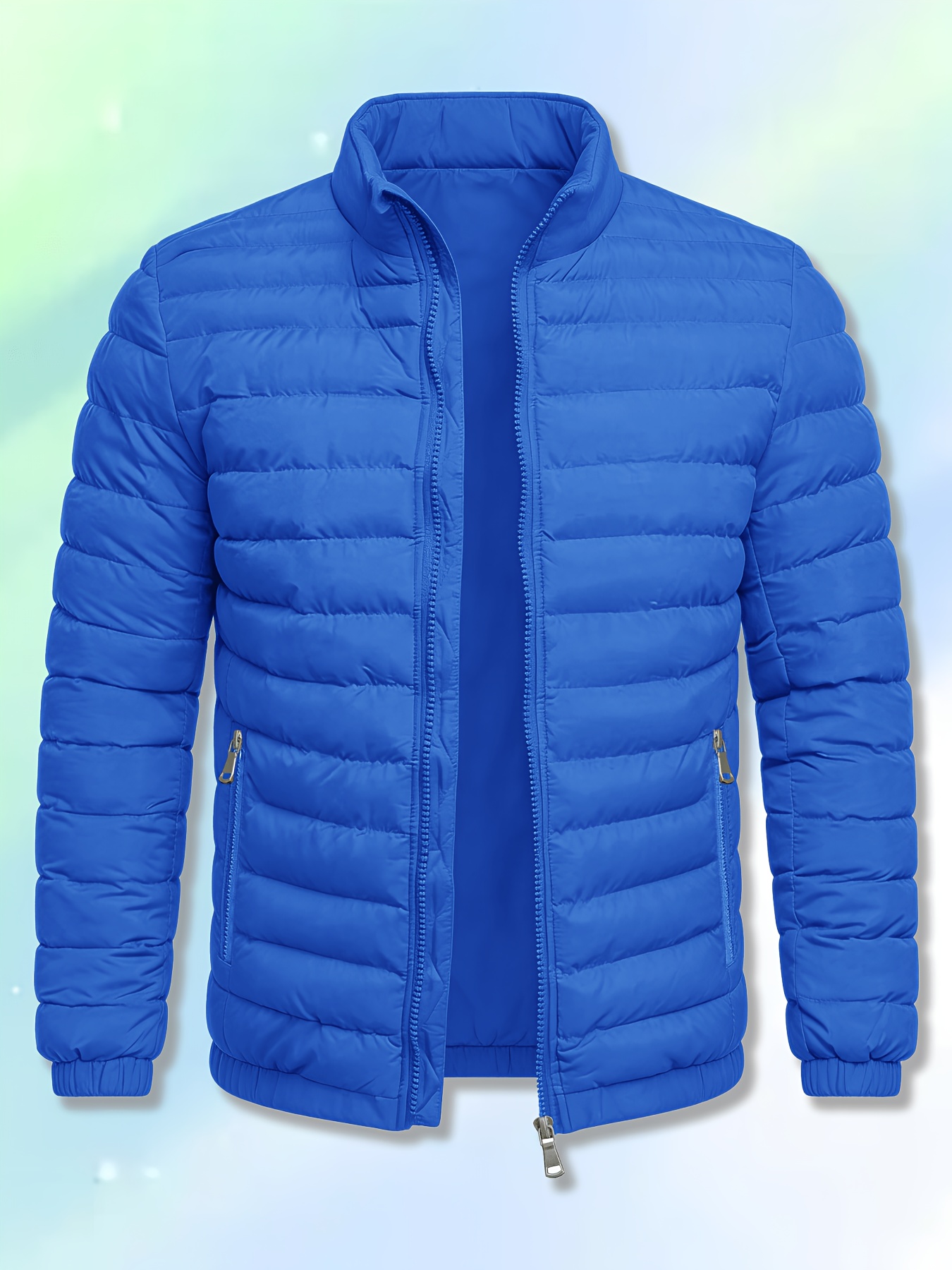 Veste légère chaude pour hommes européens et américains - Veste coupe-vent zippée à col montant pour hommes, conception de poche zippée adaptée aux activités de plein air, vêtement d