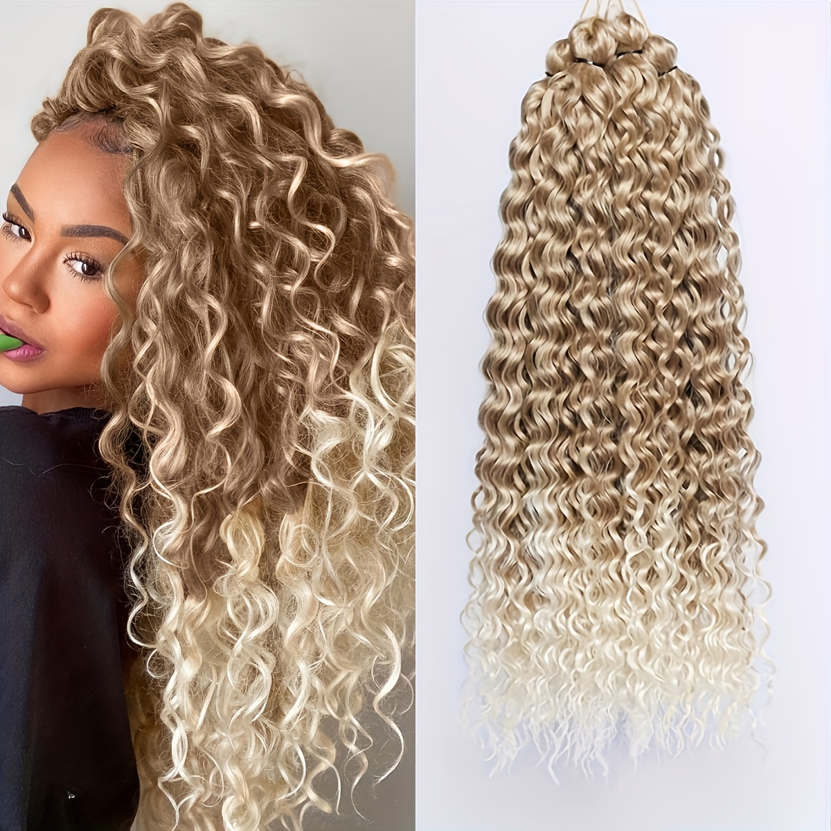 Image of 4 Packs Curly Crochet Hair Beach Water Wave Crochet Hair Deep Wave Wavy Braid Curly Crochet Hair For 26 Inch