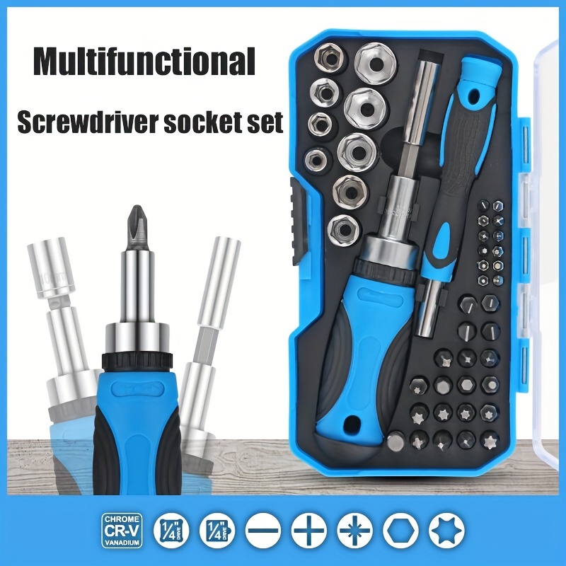 

44pcs/set Multifunctional Ratchet Screwdriver Bit Socket Set Household Portable Repair Tool