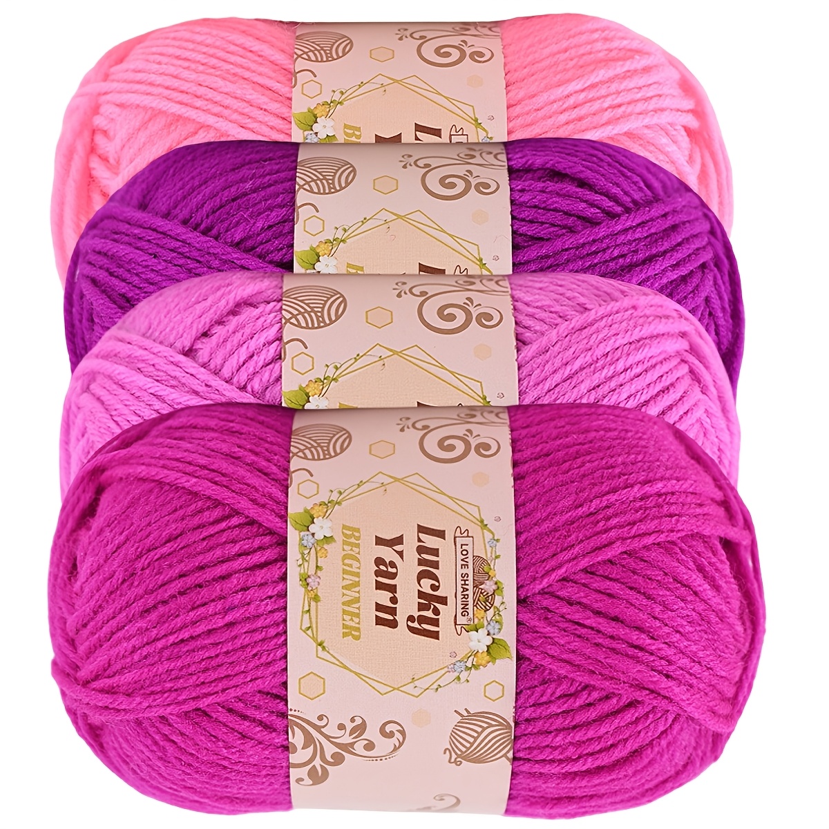 TEMU 4pcs 4-ply Multicolor Knitted Set For Beginners, Hand-knitted Doll Hair Clips And Scarves, Soft, Skin-friendly, Non-shedding, Crochet And
